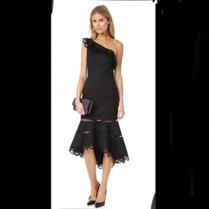 Alexis Christie One Shoulder Ruffle Midi Dress